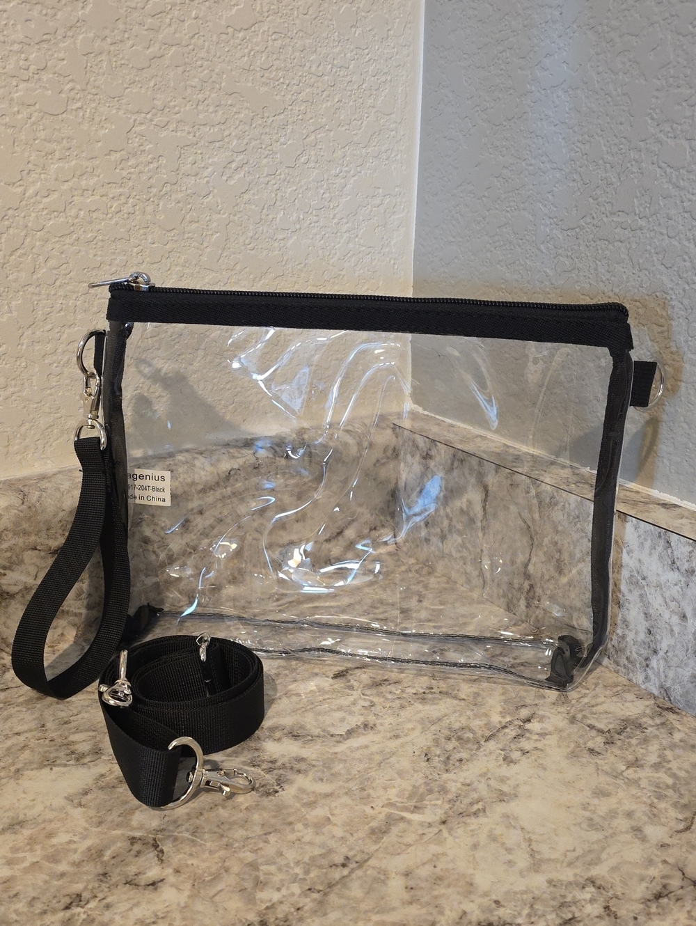 Clear Stadium Purse with Black Trim